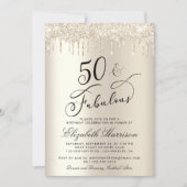 Gold Glitter 50th Birthday Party Invitation (Front)