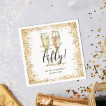 Gold Glitter 50th Birthday Party Napkins<br><div class="desc">This is an elegant and and luxurious 50th Birthday Party paper napkin featuring a golden glitter border, a pair of watercolor champagne glasses and a modern script font. This would be perfect for anyone looking to celebrate their special milestone birthday in style. Please contact the designer for any questions or...</div>