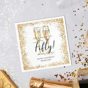 Gold Glitter 50th Birthday Party Napkins