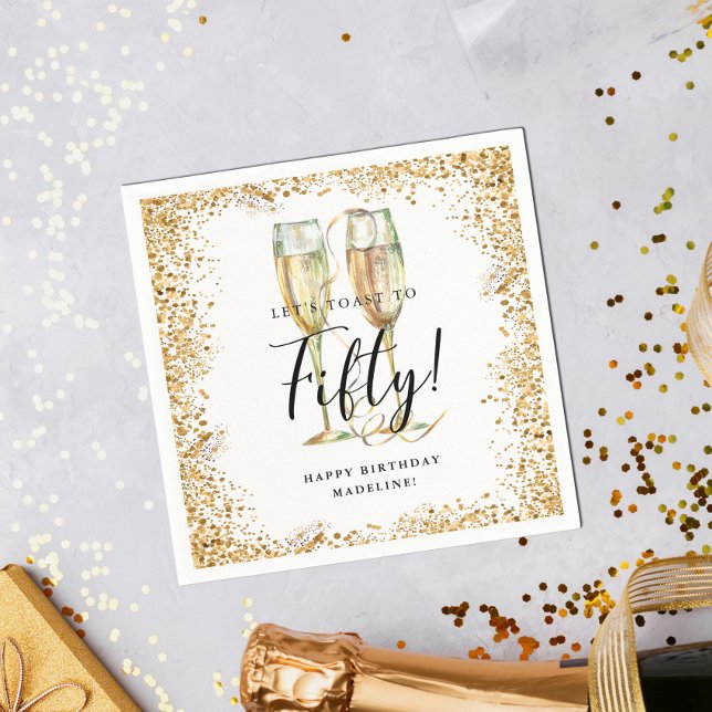 Gold Glitter 50th Birthday Party Napkins (Creator Uploaded)
