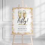 Gold Glitter 50th Birthday Party Welcome Foam Board<br><div class="desc">This is an elegant and luxurious 50th Birthday Party welcome sign featuring a golden glitter border, a pair of watercolor champagne glasses and a modern script font. This would be perfect for anyone looking to celebrate their special milestone birthday in style. Easily update the details on the sign using the...</div>