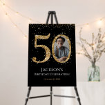 Gold Glitter 50th Birthday Photo Foam Board<br><div class="desc">50th Birthday Gold Glitter Photo party template. Available as a digital download printable.
Custom,  personalized,  editable download</div>