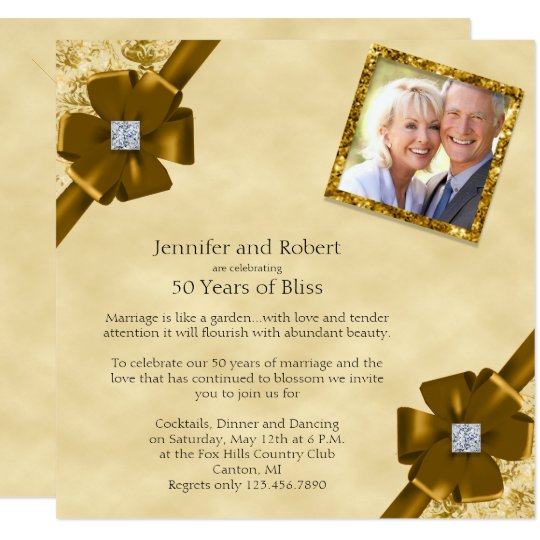 Gold Glitter 50th Wedding Anniversary Invitation | Zazzle.com