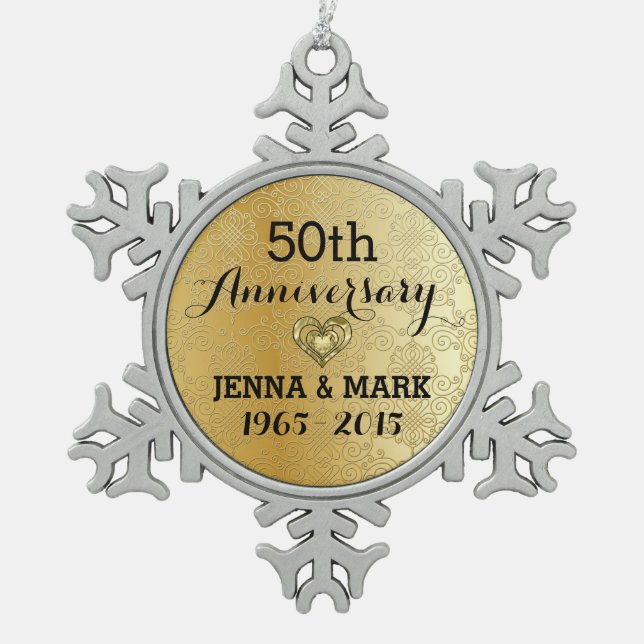 Gold Glitter 50th Wedding Anniversary Ornament (Front)