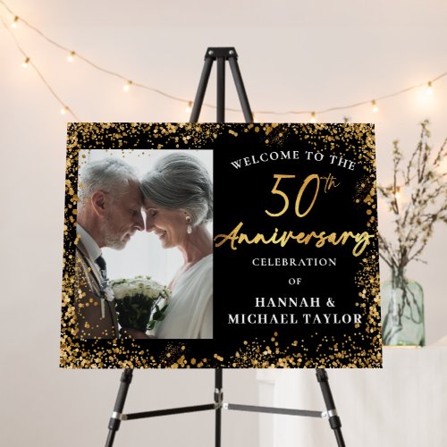 Gold Glitter 50th Wedding Anniversary Welcome