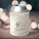 Gold Glitter 60th Birthday Party Can Cooler<br><div class="desc">Elegant and chic personalized 60th birthday party can coolers featuring "60 & Fabulous" in a stylish script on a gold background with gold faux glitter dripping from the top. Personalize with her name.</div>