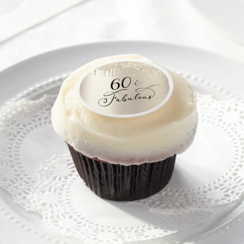 Gold Glitter 60th Birthday Party Edible Frosting Rounds