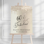 Gold Glitter 60th Birthday Party Foam Board<br><div class="desc">Elegant personalized 60th birthday party welcome and photo prop foam board sign with gold faux glitter dripping from the top against a gold background and "60 & Fabulous" in a chic script. Customize with her name.</div>