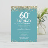 Gold Glitter 60th Birthday Party Invitation | Zazzle