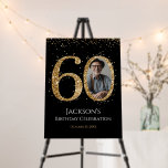 Gold Glitter 60th Birthday Photo Foam Board<br><div class="desc">60th Birthday Gold Glitter Photo party template. Available as a digital download printable.
Custom,  personalized,  editable download</div>