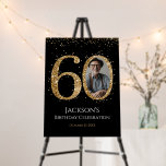 Gold Glitter 60th Birthday Photo Foam Board<br><div class="desc">60th Birthday Gold Glitter Photo party template. Available as a digital download printable.
Custom,  personalized,  editable download</div>
