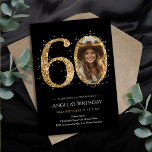 Gold Glitter 60th Birthday Photo Invitation<br><div class="desc">60th Birthday Gold Glitter Photo party template. Available as a digital download printable.
Custom,  personalized,  editable download</div>