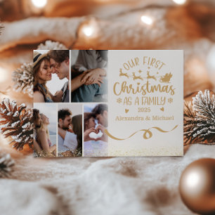 Gold Glitter 6 Photo First Christmas as a Family Holiday Card
