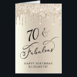 Gold Glitter 70th Birthday Jumbo Card<br><div class="desc">Elegant 70th birthday keepsake jumbo card with gold faux glitter dripping from the top against a gold background and "70 & Fabulous" in a chic script. On the inside, you can personalize your message, with space for all of her friends, family and guests at her birthday party to write a...</div>