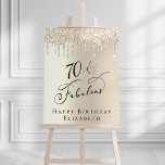 Gold Glitter 70th Birthday Party Foam Board<br><div class="desc">Elegant personalized 70th birthday party welcome and photo prop foam board sign with gold faux glitter dripping from the top against a gold background and "70 & Fabulous" in a chic script. Personalize with her name.</div>