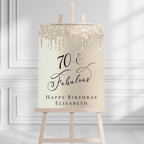 Gold Glitter 70th Birthday Party Foam Board