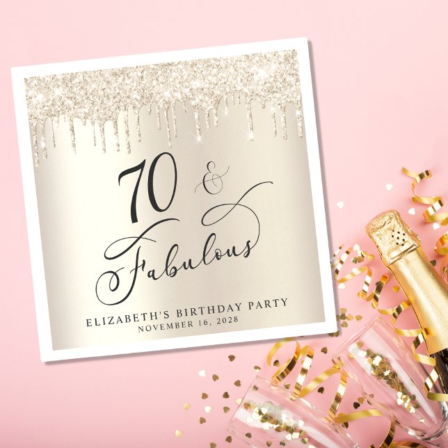 Gold Glitter 70th Birthday Party  Napkins (Creator Uploaded)