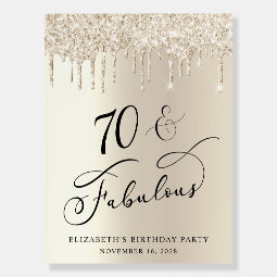 Gold Glitter 70th Birthday Party Welcome Foam Board | Zazzle