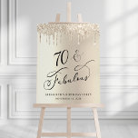 Gold Glitter 70th Birthday Party Welcome Foam Board<br><div class="desc">Elegant personalized 70th birthday party welcome and photo prop foam board sign with gold faux glitter dripping from the top against a gold background and "70 & Fabulous" in a chic script. Personalize with her name.</div>