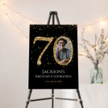 Gold Glitter 70th Birthday Photo Foam Board<br><div class="desc">70th Birthday Gold Glitter Photo party template. Available as a digital download printable.
Custom,  personalized,  editable download</div>