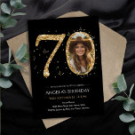 Gold Glitter 70th Birthday Photo Invitation<br><div class="desc">70th Birthday Gold Glitter Photo party template. Available as a digital download printable.
Custom,  personalized,  editable download</div>