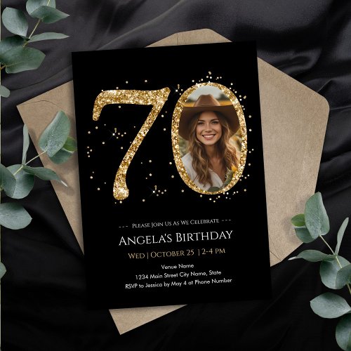 Gold Glitter 70th Birthday Photo