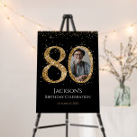 Gold Glitter 80th Birthday Photo Foam Board<br><div class="desc">80th Birthday Gold Glitter Photo party template. Available as a digital download printable.
Custom,  personalized,  editable download</div>