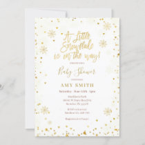 Gold Glitter A little Snowflake Baby Shower Invitation