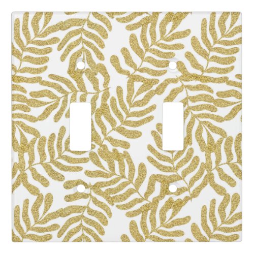 Gold glitter abstract leaves pattern light switch cover