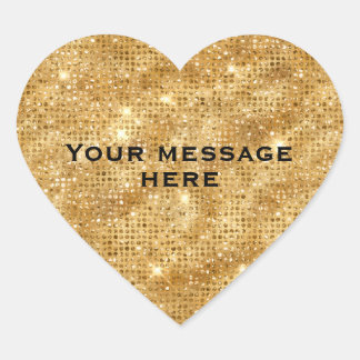 Gold Glitter Add Your Own Text Heart Sticker