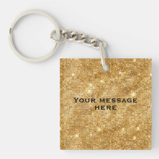 Gold Glitter Add Your Own Text Keychain