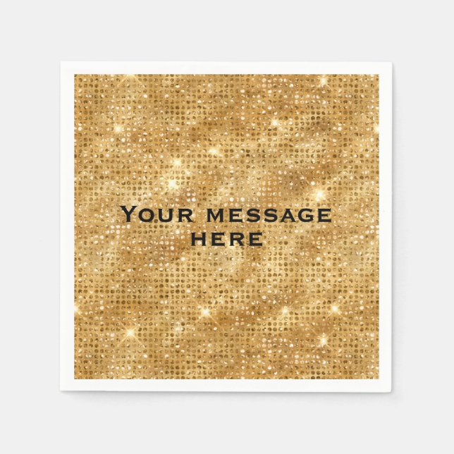 Gold Glitter Add Your Own Text Napkins (Front)