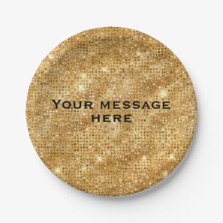 Gold Glitter Add Your Own Text Paper Plates