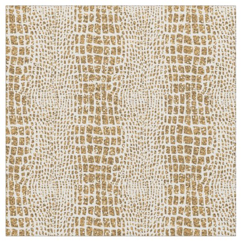 Gold Glitter Alligator Print Fabric