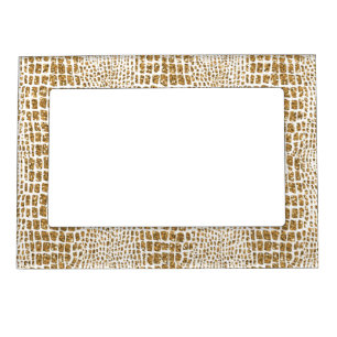 Gold Glitter Alligator Print Magnetic Picture Frame