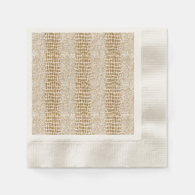 Gold Glitter Alligator Print Napkins (Front)