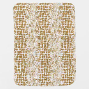 Gold Glitter Alligator Print Receiving Blanket