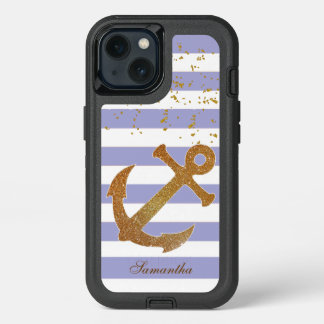 Gold Glitter Anchor iPhone 13 Case