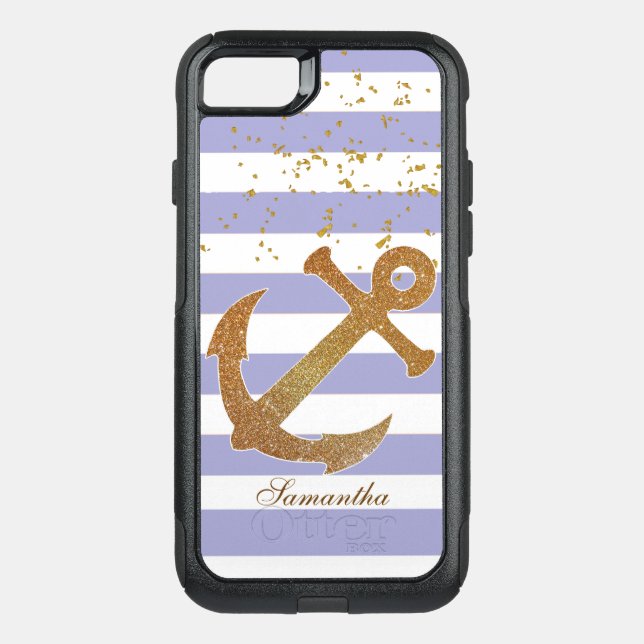 Gold Glitter Anchor Otterbox iPhone Case (Back)