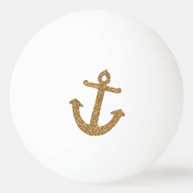 Gold Glitter Anchor Ping-Pong Ball (Front)