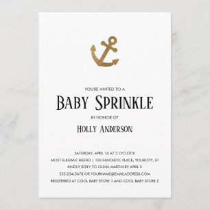 Gold Glitter Anchor Simple Baby Sprinkle Invitation