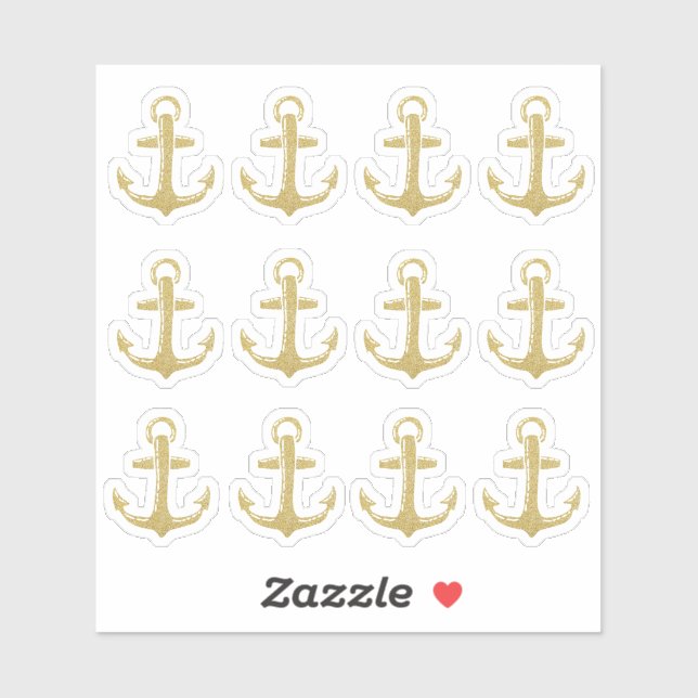 Gold Glitter Anchor Sticker (Sheet)