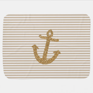 Gold Glitter Anchor Stroller Blanket
