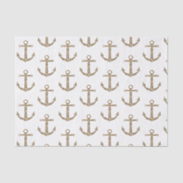 Gold Glitter Anchors Nautical Glam Elegant Modern Tissue Paper