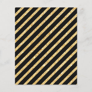 Gold Glitter and Black Diagonal Stripes Pattern Flyer