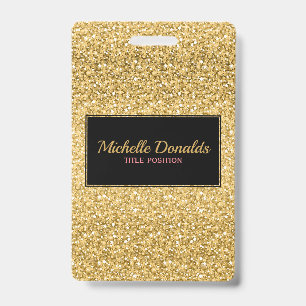 Gold Glitter And Black Frame Badge