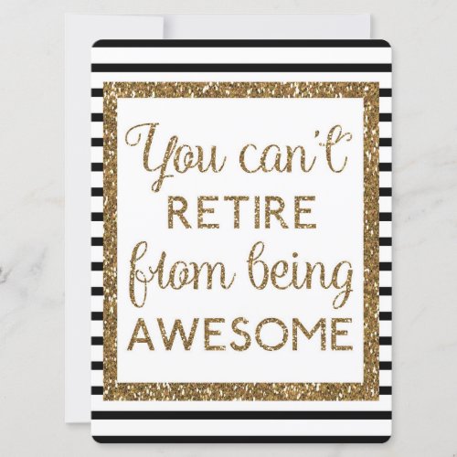 Gold Glitter and Black Modern Retirement Card