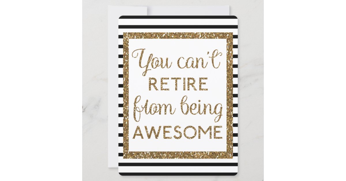 Gold Glitter and Black Modern Retirement Card | Zazzle