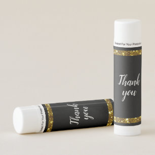 Gold Glitter and Black Personalized Lip Balm
