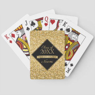 Gold Glitter And Black Squares Poker Cards